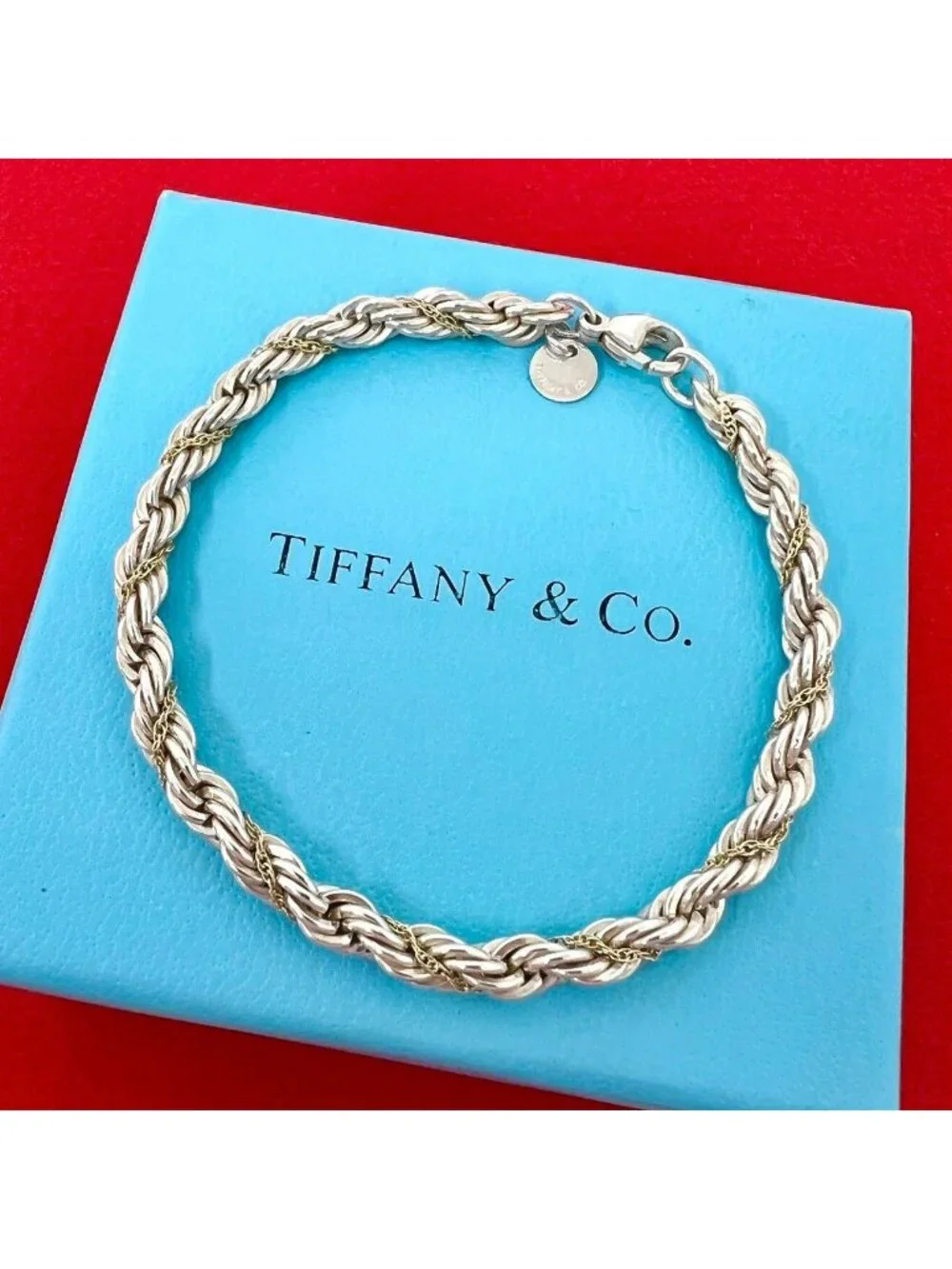 Tiffany & Co Twisted Rope Bracelet 925 Sterling Silver Gold